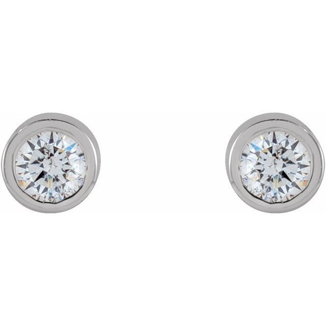 14K White .04 CTW Natural Diamond Micro Bezel-Set Earrings