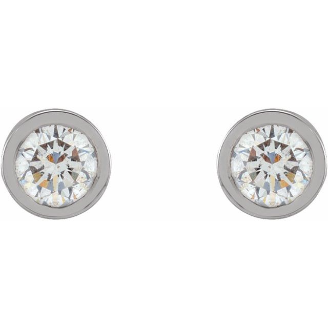14K White 1/10 CTW Lab-Grown Diamond Micro Bezel-Set Earrings