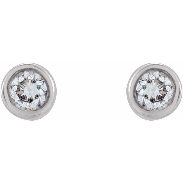 14K White .03 CTW Natural Diamond Micro Bezel-Set Earrings