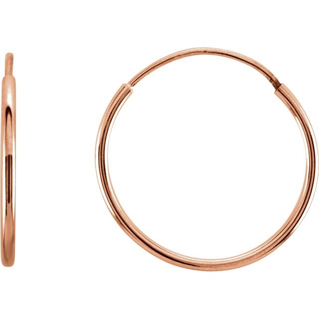 14K Rose Endless Tube 15 mm Hoop Earring