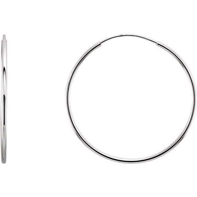 14K White Endless Tube 24 mm Hoop Earring