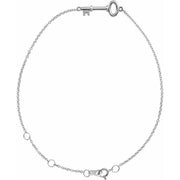 14K White Petite Key 6 1/2-7 1/2' Bracelet