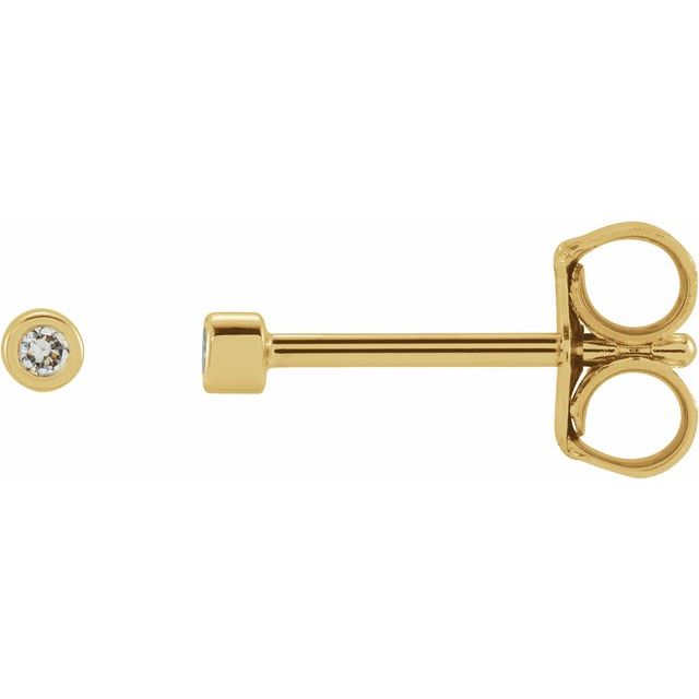 14K Yellow .01 CT Natural Diamond Micro Bezel Single Stud Earring