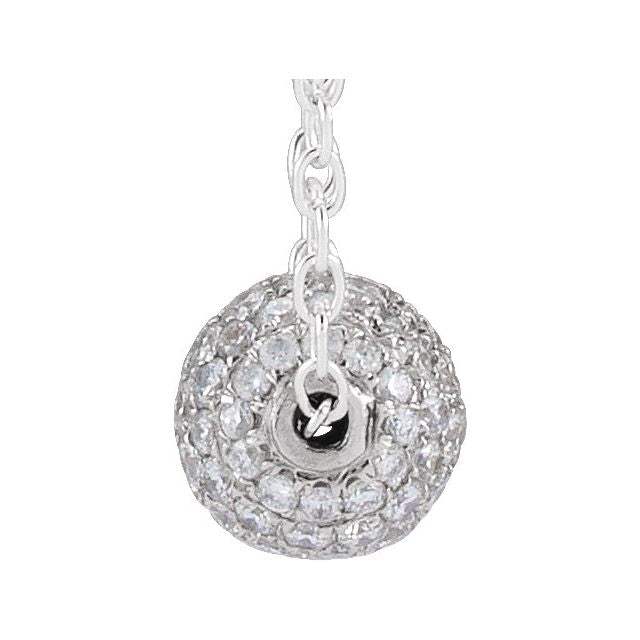 14K White 6 mm 3/8 CTW Natural Diamond Ball 16-18' Necklace