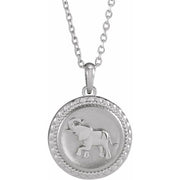 Sterling Silver Elephant Disc 16-18' Necklace
