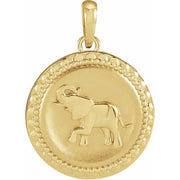 14K Yellow 12.78 mm Elephant Disc Pendant