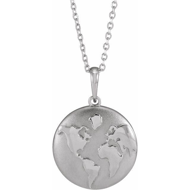 Sterling Silver Old World Globe 16-18' Necklace
