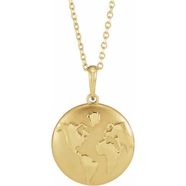 14K Yellow Old World Globe 16-18' Necklace