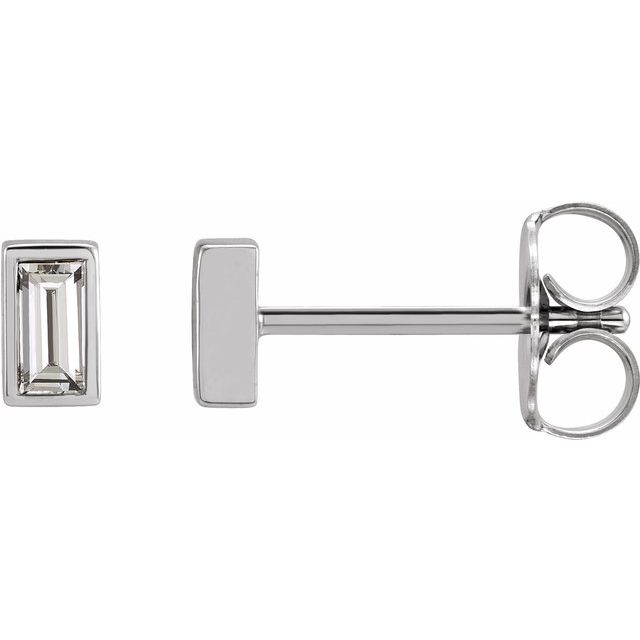 14K White 1/8 CTW Natural Diamond Bezel-Set Earrings