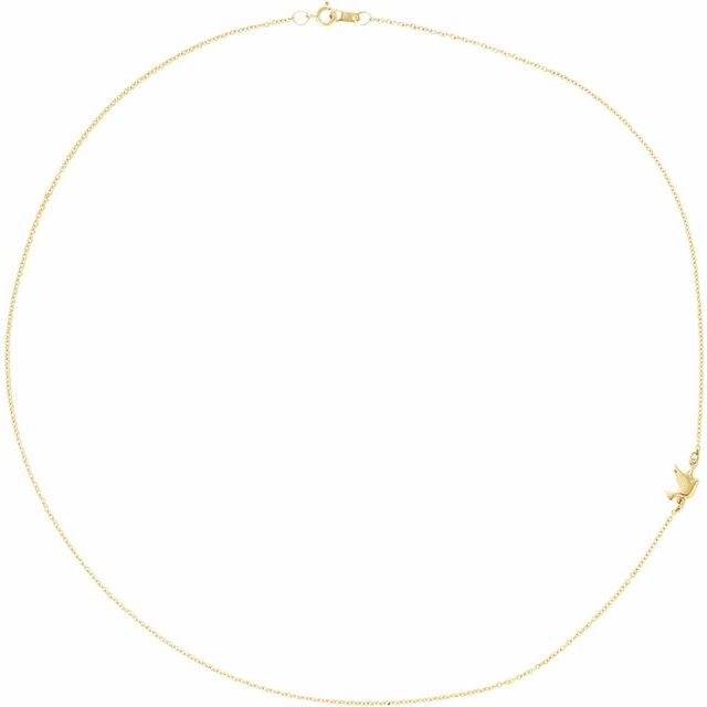 14K Yellow Off-Center Holy Spirit Dove 16' Necklace