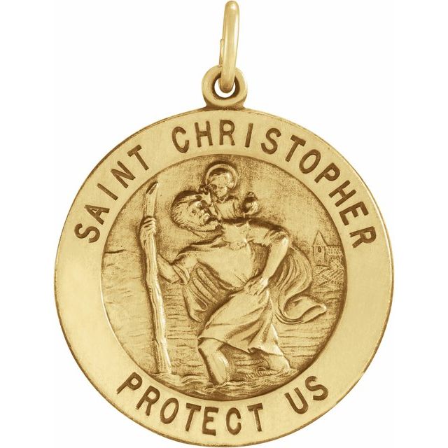 14k Yellow 25 Mm St. Christopher Medal