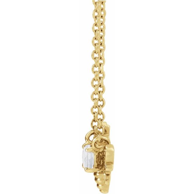 14K Yellow Natural White Sapphire Bee 16' Necklace