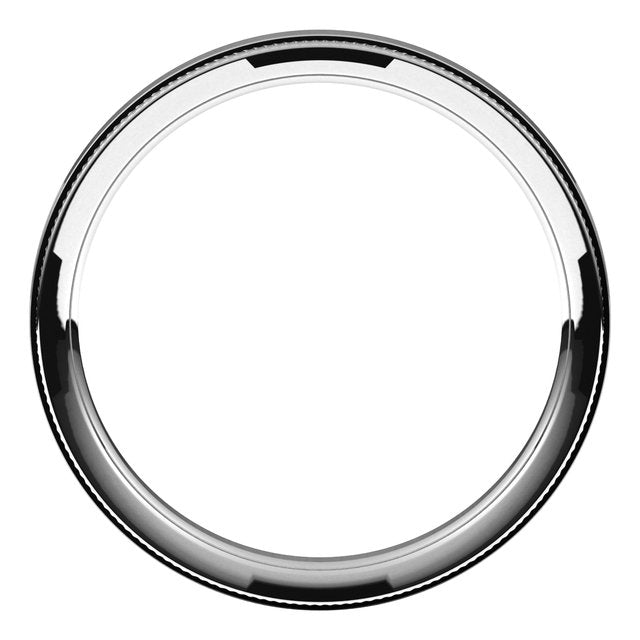 18K White 2.5 mm Milgrain Flat Comfort Fit Edge Band Size 10