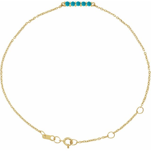 14K Yellow Natural Turquoise Bar 6 1/2-7 1/2' Bracelet