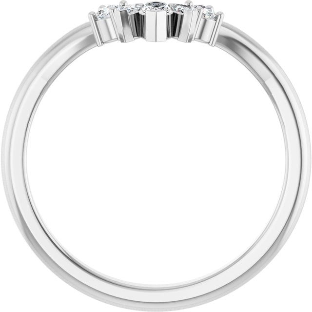 14k White 1/6 Ctw Lab-grown Diamond Accented Contour Band