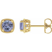 14K Yellow 5.5 mm Natural Tanzanite Earrings