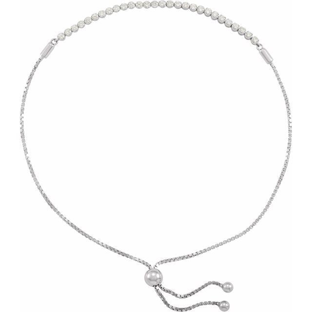 14K White 1/2 CTW Natural Diamond Bolo 9 1/2' Bracelet