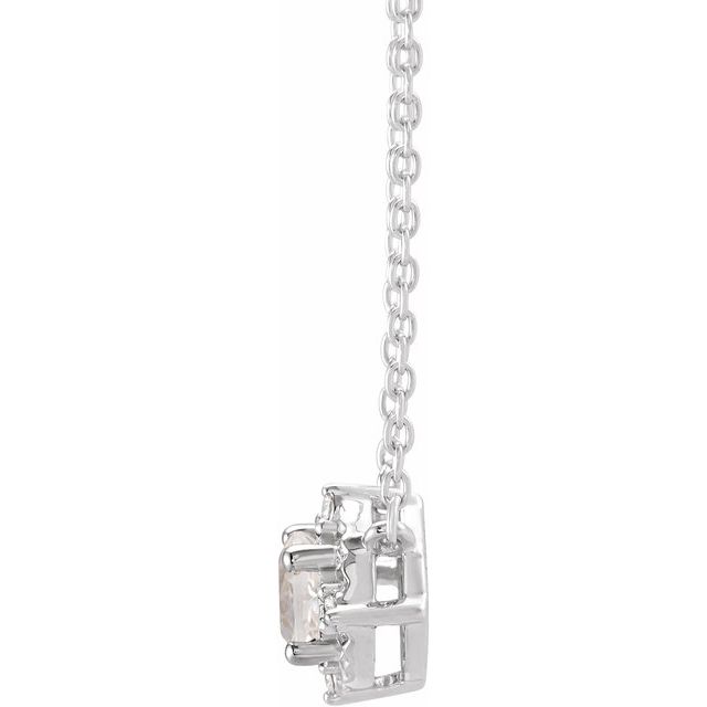 Sterling Silver Lab-Grown White Sapphire & .04 CTW Natural Diamond Halo-Style 18' Necklace