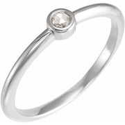14K White 1/10 CT Rose-Cut Natural Diamond Stackable Ring