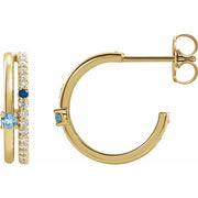 14K Yellow Natural Multi-Gemstone & 1/5 CTW Natural Diamond Hoop Earrings