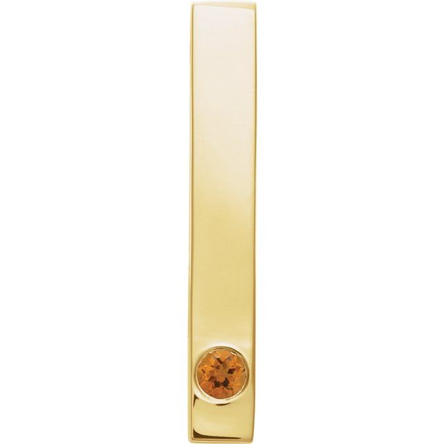 14k Yellow Natural Citrine Family Engravable Bar Pendant
