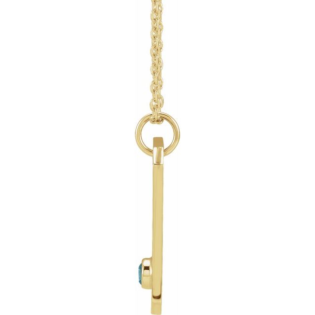 14K Yellow Natural Blue Zircon & .01 CTW Natural Diamond Scorpio Constellation 16-18' Necklace