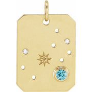 14K Yellow Natural Blue Zircon & .01 CTW Natural Diamond Scorpio Constellation Pendant