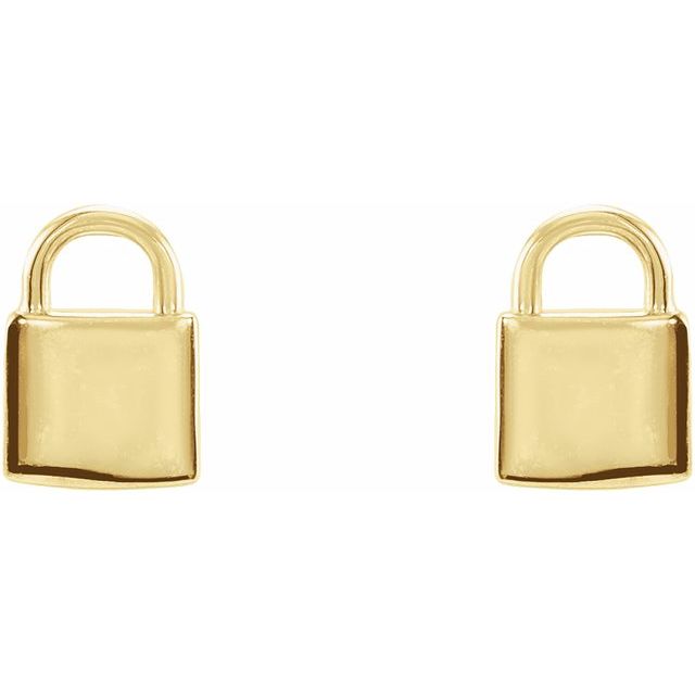 14K Yellow Petite Lock Earrings