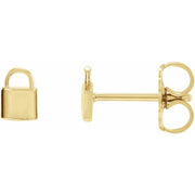 14K Yellow Petite Lock Earrings