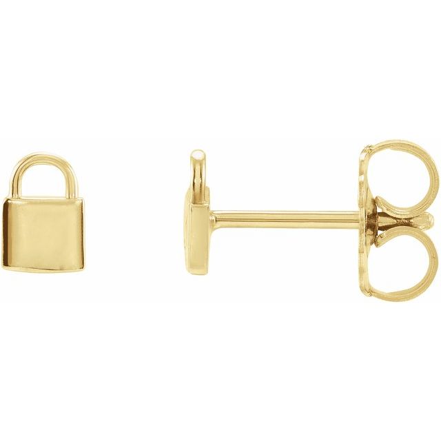 14K Yellow Petite Lock Earrings