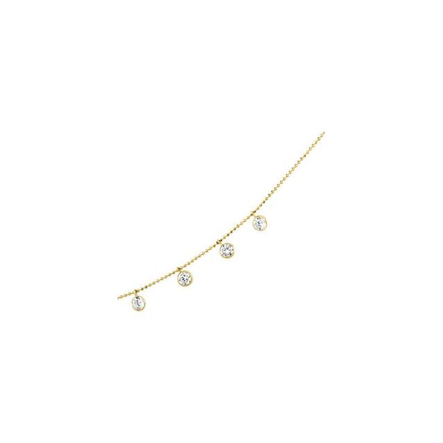 14K Yellow Imitation White Cubic Zirconia Station 16' Necklace