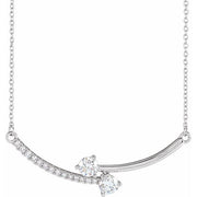 14K White 5/8 CTW Lab-Grown Diamond Two-Stone 18' Necklace