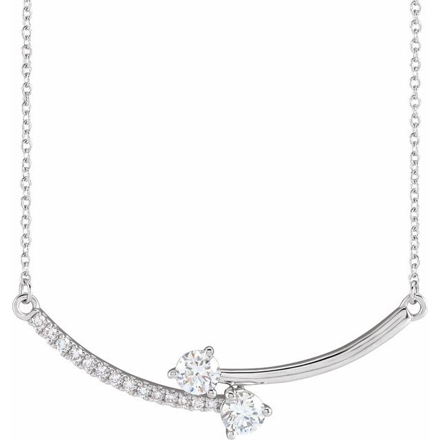 14K White 5/8 CTW Lab-Grown Diamond Two-Stone 18' Necklace