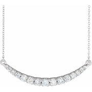 14K White 3/4 CTW Lab-Grown Diamond French-Set Bar 18' Necklace