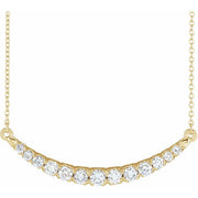 14K Yellow 3/4 CTW Lab-Grown Diamond French-Set Bar 18' Necklace