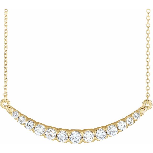 14K Yellow 3/4 CTW Lab-Grown Diamond French-Set Bar 18' Necklace