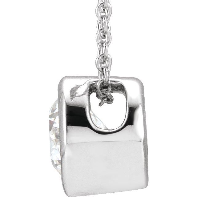 14K White 1 CT Lab-Grown Diamond Solitaire 16-18' Necklace
