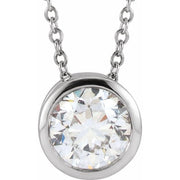 14k White 3/4 Ct Lab-grown Diamond Solitaire 16-18' Necklace