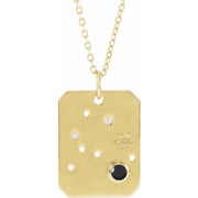 14K Yellow Natural Black Spinel & .01 CTW Natural Diamond Aquarius Constellation 16-18' Necklace