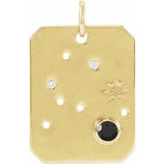 14K Yellow Natural Black Spinel & .01 CTW Natural Diamond Aquarius Constellation Pendant