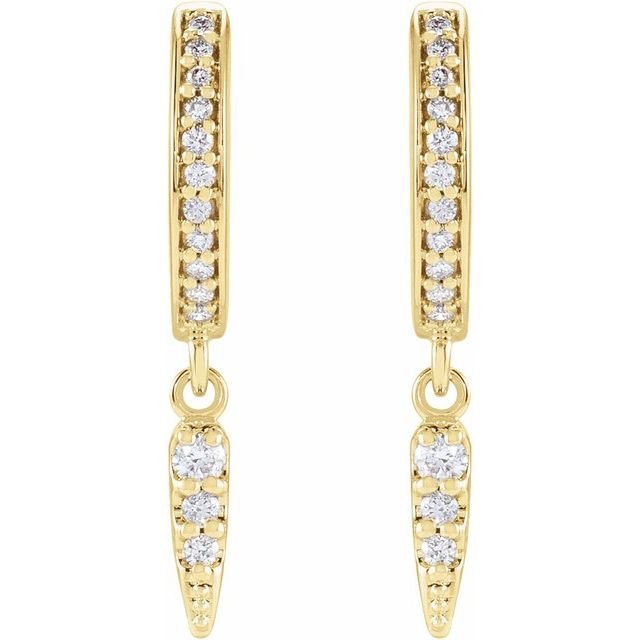 14K Yellow 1/5 CTW Natural Diamond Hinged Hoop Spike Earrings