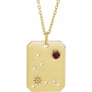 14K Yellow Natural Mozambique Garnet & .01 CTW Natural Diamond Pisces Constellation 16-18' Necklace
