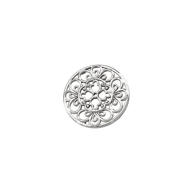 14K White Filigree Pendant