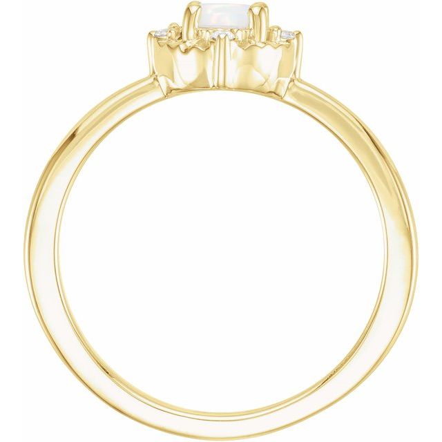 14K Yellow Lab-Grown White Opal & .04 CTW Natural Diamond Halo-Style Ring