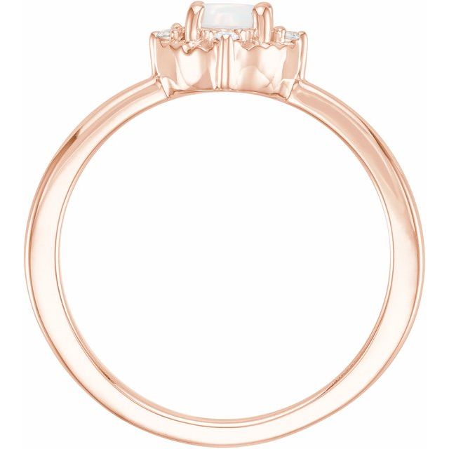 14K Rose Lab-Grown White Opal & .04 CTW Natural Diamond Halo-Style Ring