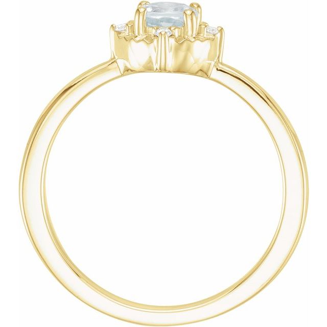 14K Yellow Natural Aquamarine & .04 CTW Natural Diamond Halo-Style Ring