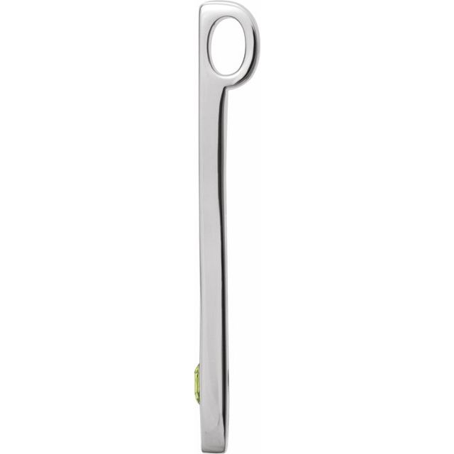 Sterling Silver Natural Peridot Family Engravable Bar Pendant