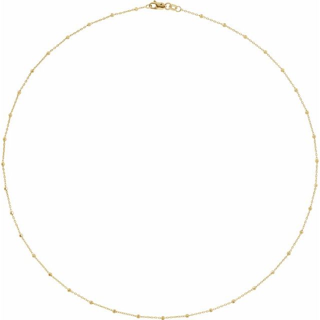 14K Yellow .85 mm Faceted Beaded Cable 18' Chain