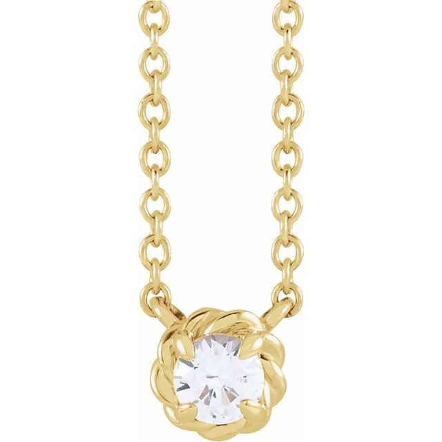 14K Yellow 1/10 CT Natural Diamond Claw-Prong Rope 18' Necklace