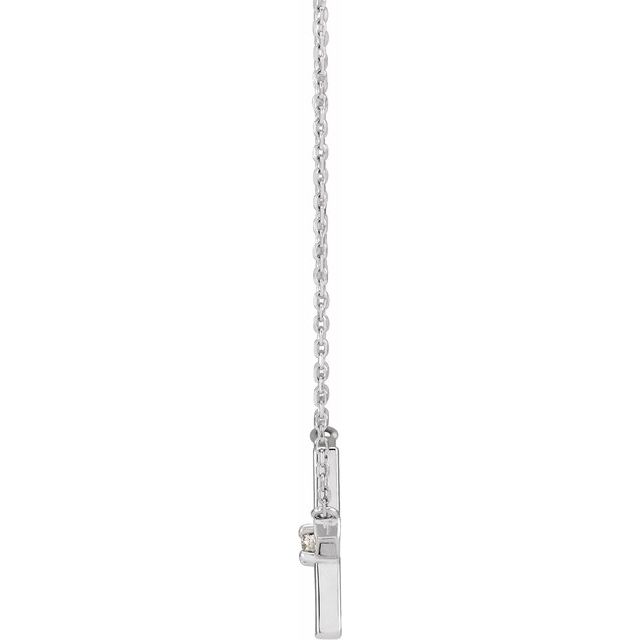 Sterling Silver .06 CT Natural Diamond Sideways Cross 18' Necklace